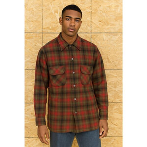 Vtg 50s Red Plaid Wool Loop Collar Pendleton Board Shirt Men L Rockabilly USA